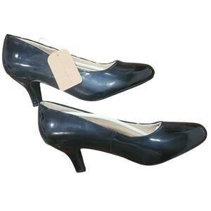 Savii Women’s Caroline Dress Pump – Black Patent, Round Toe – Slip‑On – Size 6.5